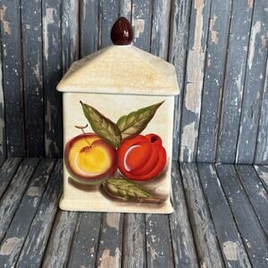 "Sedona Painted Fruit" by Jay Import Co. Canister Cookie Jar 6x5x5